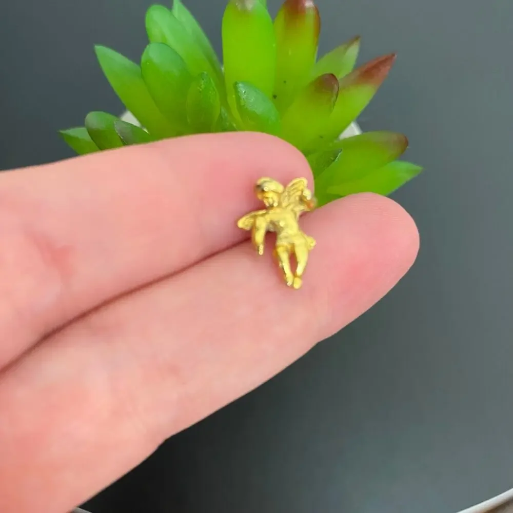 Vintage Gold Cherub Angel Lapel Pin | Dainty Cupid Tie Tack Brooch